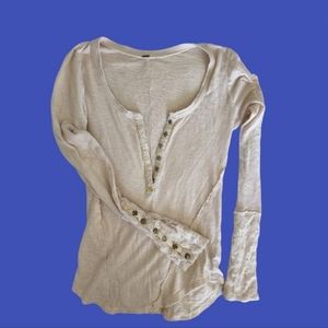 Free People long sleeve lace trim Henley